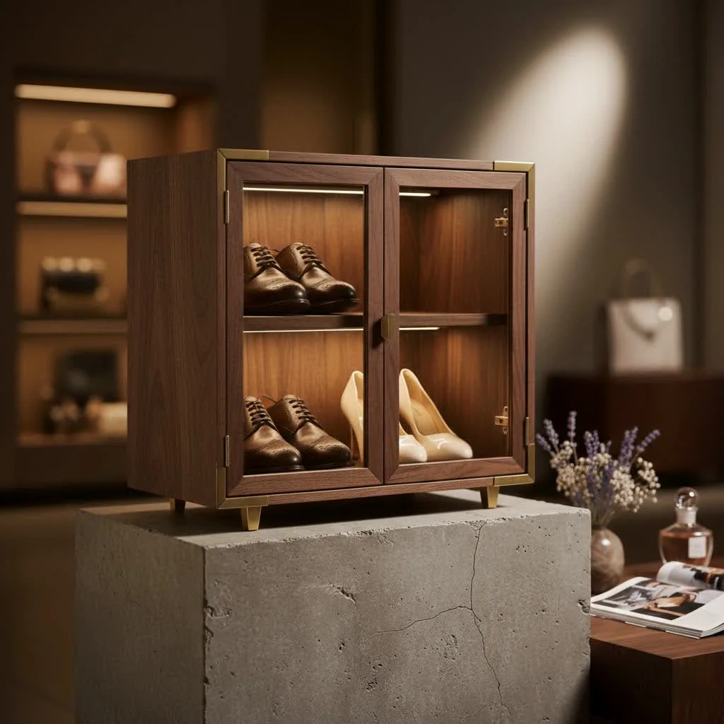Organized entryway with a stylish shoe storage cabinet