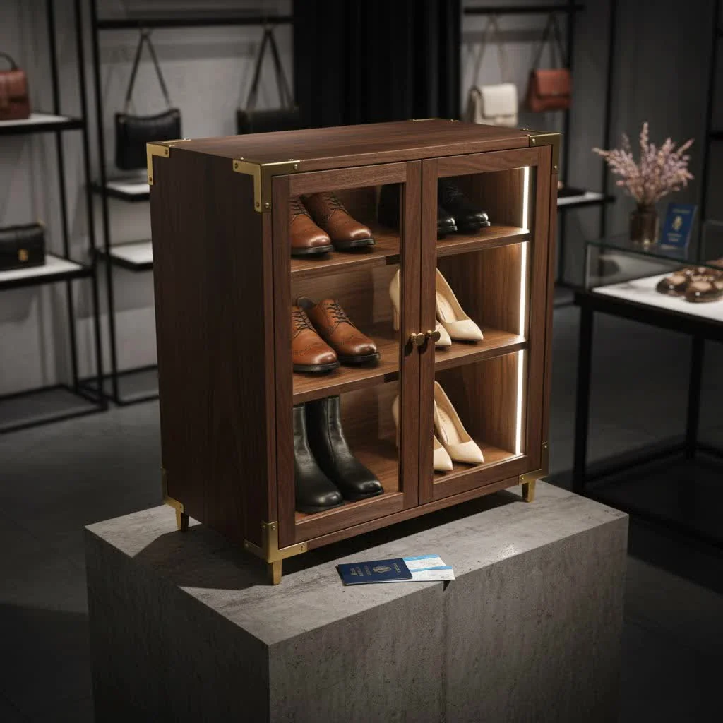 Tall shoe cabinet in a modern entryway