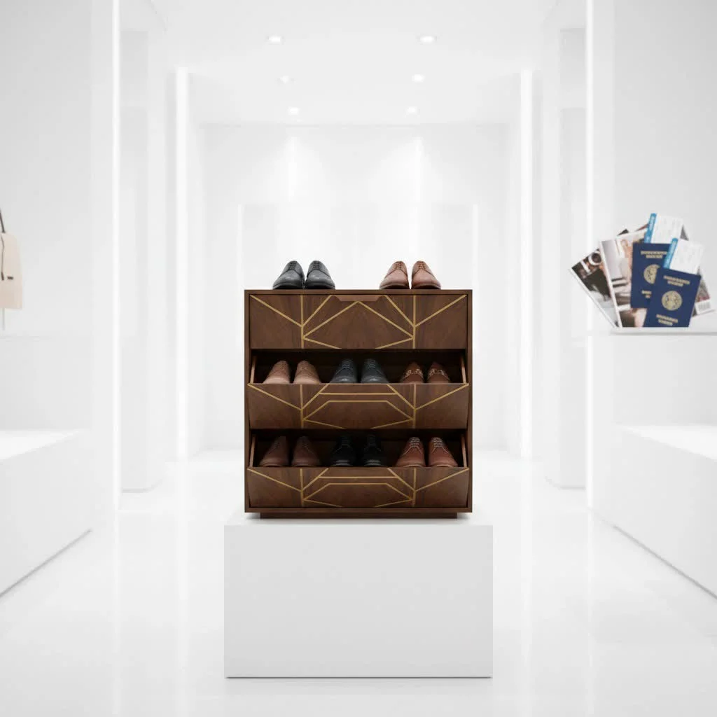 IKEA shoe storage cabinet in a modern entryway